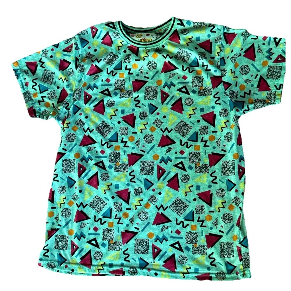 Oh Snap! 90s Style Geometric All Over Print Shirt Men's Large